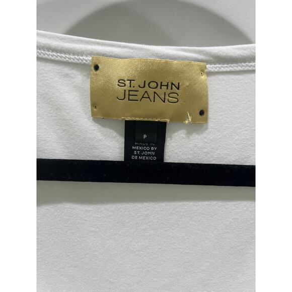 St. John Jeans Vintage White Tank With Studded Cross Detail Sz Small Petite - Picture 3 of 6